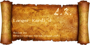 Langer Karád névjegykártya